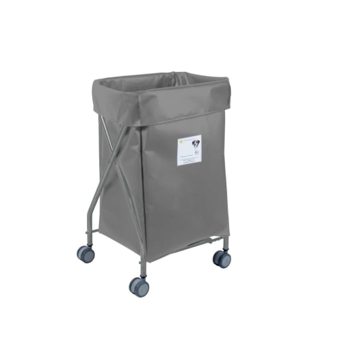 R&B Wire 6 Bushel Wide Collapsible Hamper with Vinyl Bag, Gray